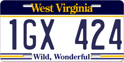 WV license plate 1GX424