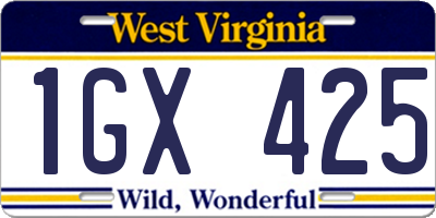 WV license plate 1GX425