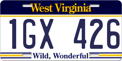 WV license plate 1GX426