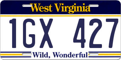 WV license plate 1GX427