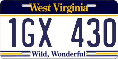 WV license plate 1GX430