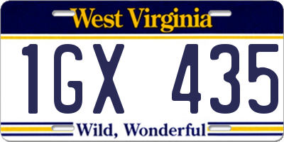 WV license plate 1GX435