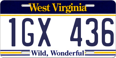 WV license plate 1GX436