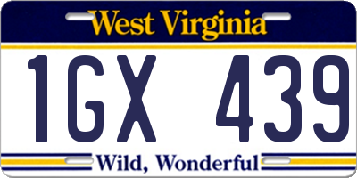 WV license plate 1GX439