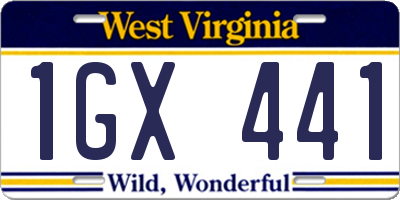 WV license plate 1GX441