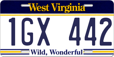 WV license plate 1GX442