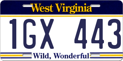 WV license plate 1GX443