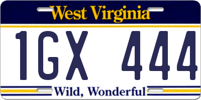 WV license plate 1GX444