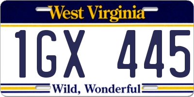 WV license plate 1GX445
