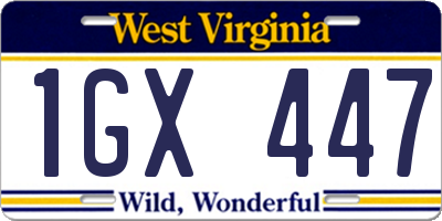WV license plate 1GX447
