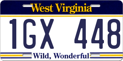 WV license plate 1GX448