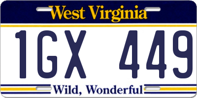WV license plate 1GX449