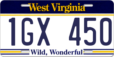 WV license plate 1GX450