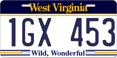 WV license plate 1GX453