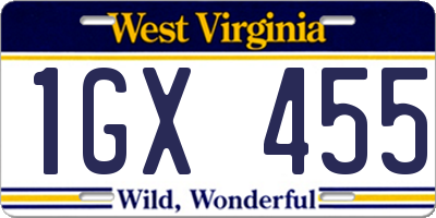 WV license plate 1GX455