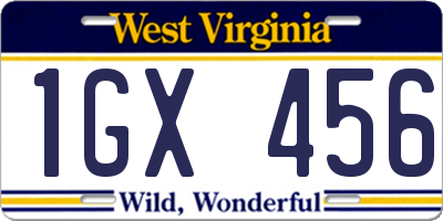 WV license plate 1GX456