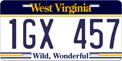 WV license plate 1GX457