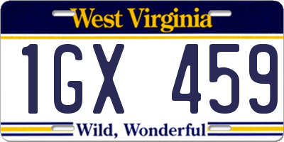 WV license plate 1GX459