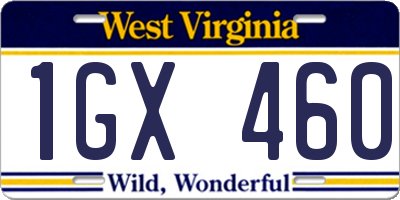 WV license plate 1GX460