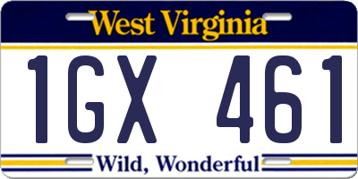 WV license plate 1GX461
