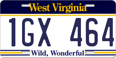 WV license plate 1GX464