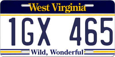 WV license plate 1GX465