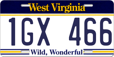 WV license plate 1GX466