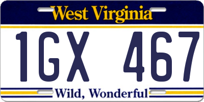 WV license plate 1GX467