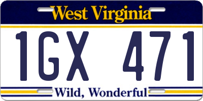 WV license plate 1GX471