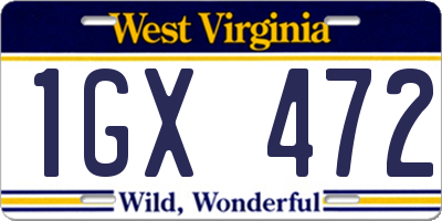 WV license plate 1GX472