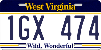 WV license plate 1GX474