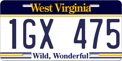 WV license plate 1GX475