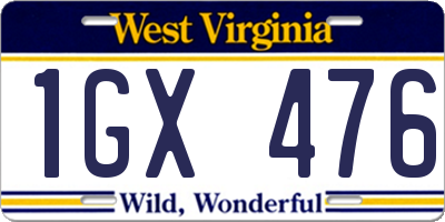 WV license plate 1GX476