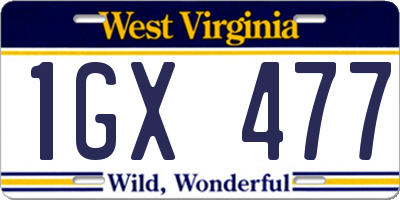 WV license plate 1GX477