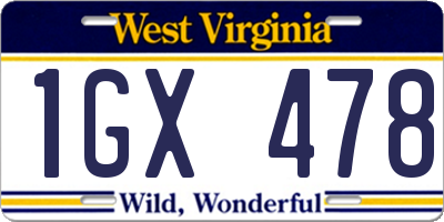WV license plate 1GX478
