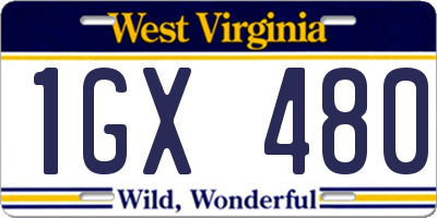 WV license plate 1GX480