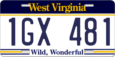 WV license plate 1GX481