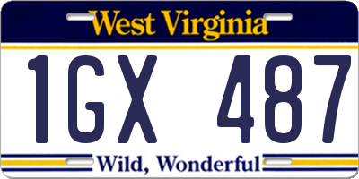 WV license plate 1GX487