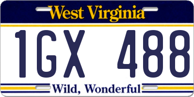 WV license plate 1GX488