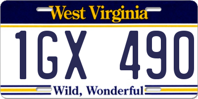 WV license plate 1GX490