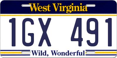 WV license plate 1GX491