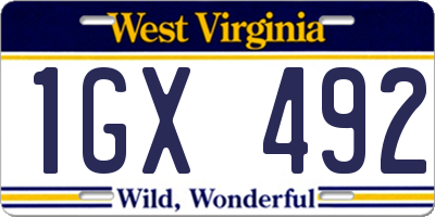 WV license plate 1GX492