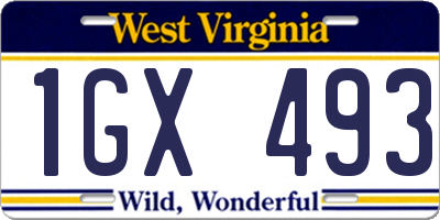 WV license plate 1GX493