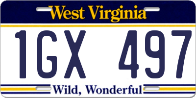 WV license plate 1GX497