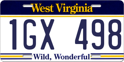WV license plate 1GX498