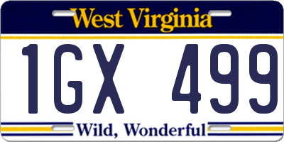 WV license plate 1GX499