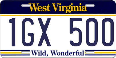 WV license plate 1GX500