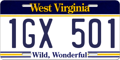 WV license plate 1GX501