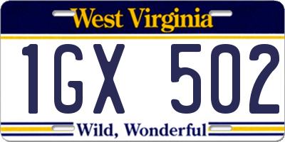 WV license plate 1GX502