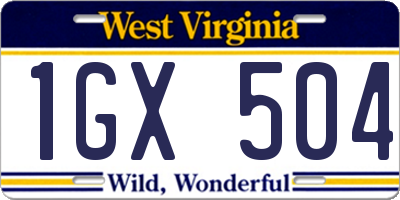 WV license plate 1GX504
